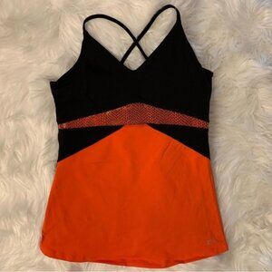 Splits59 Orange Black Glossy Animal Print Trim Sz Medium Activewear Tank Top